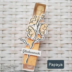 Reagenzglas in Geschenkverpackung für Geldgeschenke ~ Motiv: Blume ~ Text: Glückwunsch ~ Farbwahl