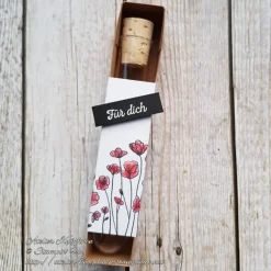 Reagenzglas in Geschenkverpackung für Geldgeschenke ~ Motiv: Mohnblumen ~ Text: Für dich