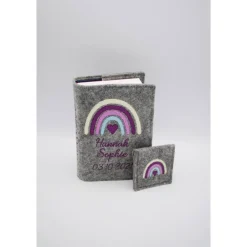 Regenbogen Set Gotteslobhülle + Rosenkranztasche Gebetbuch Hülle Geschenk Kommunion Firmung Geschenkidee personalisiert