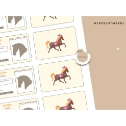 Reiterpass Bastelvorlage für Kinder – Perfekt für Kindergeburtstage auf dem Reiterhof und Ferien auf dem Ponyhof DIN A4