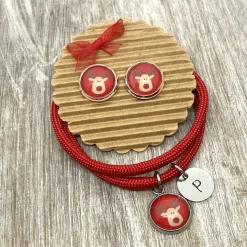 Rentier Armband Cabochon mit Initialen - Geschenk zu Weihnachten