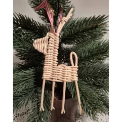 Rentier geflochten aus Peddigrohr,  Weihnachtsdeko, Baumschmuck
