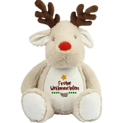 Rentier Kuscheltier mit Name Wunschtext Stofftier Weihnachten