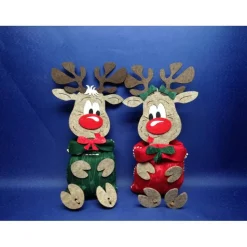 Rentier mit Säckchen in verschiedenen Farben Junge oder Mädchen mit Name oder Schild, Ideal als Geldgeschenk Nikolaus We