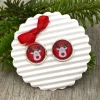 Rentier Ohrringe auf rot - Geschenk zu Weihnachten