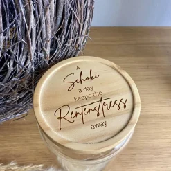 Rentnergeschenk | Vorratsglas Holzdeckel | Graviert | Keksglas |  Renteneintritt | Glas | Aufbewahrungsglas | Lustiges G