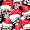 Rest 1,03m Weihnachtsstoffe Baumwolldruck Xmas Totenkopf mit Nikolausmütze Skulls Totenköpfe Skulis rot weiß schwarz näh