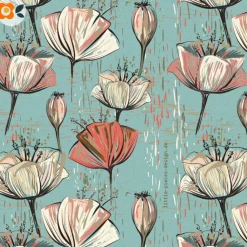 Retroliebe Vintage Blumenwelt * 10 Glasuntersetzer mit Phantasie-Mohnblumen, Getränkeuntersetzer aus Naturpapier