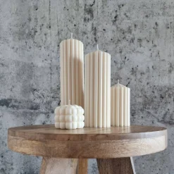 Riesiges Trio aus gerippten Stumpenkerzen I Ästhetisches Dekor aus Sojawachs I Einzigartiges Geschenk I Home Decor