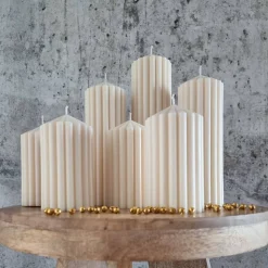 Riesiges Trio aus gerippten Stumpenkerzen I Ästhetisches Dekor aus Sojawachs I Einzigartiges Geschenk I Home Decor