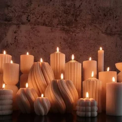 Riesiges Trio aus gerippten Stumpenkerzen I Ästhetisches Dekor aus Sojawachs I Einzigartiges Geschenk I Home Decor