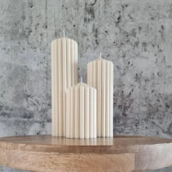 Riesiges Trio aus gerippten Stumpenkerzen I Ästhetisches Dekor aus Sojawachs I Einzigartiges Geschenk I Home Decor