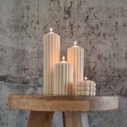 Riesiges Trio aus gerippten Stumpenkerzen I Ästhetisches Dekor aus Sojawachs I Einzigartiges Geschenk I Home Decor