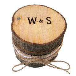 RINGBOX aus einem BAUMSTAMM + GRAVUR Vintage Hochzeit Holz Ringkissen Ringschatulle Ringschachtel Eheringe Natur Alternativ Personalisiert