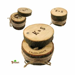 RINGBOX aus einem BAUMSTAMM + GRAVUR Vintage Hochzeit Holz Ringkissen Ringschatulle Ringschachtel Eheringe Natur Alternativ Personalisiert