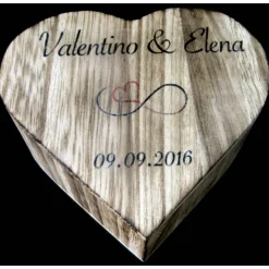 RINGBOX aus HOLZ HERZ Ringkissen personalisiert Vintage Hochzeit Rustikale Deko Ringschachtel Eheringe Ringkästchen Ringschatulle Aufdruck