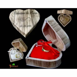 RINGBOX aus HOLZ HERZ Ringkissen personalisiert Vintage Hochzeit Rustikale Deko Ringschachtel Eheringe Ringkästchen Ringschatulle Aufdruck