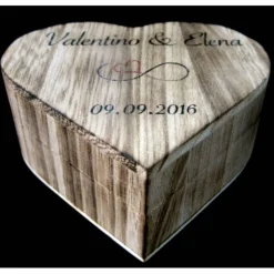 RINGBOX aus HOLZ HERZ Ringkissen personalisiert Vintage Hochzeit Rustikale Deko Ringschachtel Eheringe Ringkästchen Ringschatulle Aufdruck
