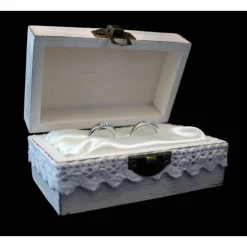 RINGBOX Holz RINGKISSEN Vintage HOCHZEIT Ringkästchen Ringschatulle Ringschachtel Trauung Eheringe Alternativ Personalisiert Shabby Weiß