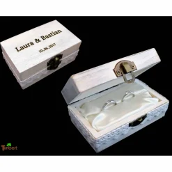 RINGBOX Holz RINGKISSEN Vintage HOCHZEIT Ringkästchen Ringschatulle Ringschachtel Trauung Eheringe Alternativ Personalisiert Shabby Weiß