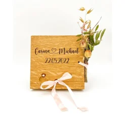 Ringbrett Ringkissen zur Hochzeit aus hochwertigem Eichenholz mit Wunschgravur