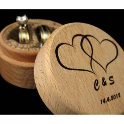 RINGETUI aus HOLZ für EHERINGE mit Gravur Hochzeit Ringkissen Alternative Personalisiert Ringschatulle Holzbox Ringkästc