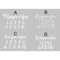 Ringewerfen-Aufkleber-Set Zahlen von 1-10 und Schriftzug - Schriftarten & Farben zur Auswahl -Hochzeit DIY Spiele Garten