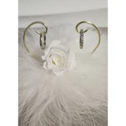 Ringhalterer Hochzeit weiß Federn Infinityrose