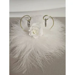 Ringhalterer Hochzeit weiß Federn Infinityrose