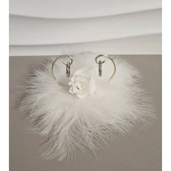 Ringhalterer Hochzeit weiß Federn Infinityrose