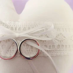 Ringkissen Herz aus Baumwolle weißes Herz perfekt für Hochzeitsdeko Vintage Shabby Chic