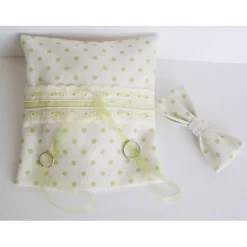 Ringkissen, Ringkissen mit Spitze und Organzabändern, Handarbeit, Ringkissen-Hochzeit, Ringkissen mint, Ringkissen weiß mit Punkten, grün