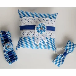 Ringkissen, Trachten-Ringkissen, Ringkissen blau-weiß, bayrische Hochzeit Ringkissen, Ringkissen bayerisch, Bauernhochzeit Ringkissen