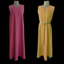 Ärmelloses Wikinger Leinen Kleid in verschiedenen Farben, Sommer Unterkleid Mittelalter, langes Leinenkleid