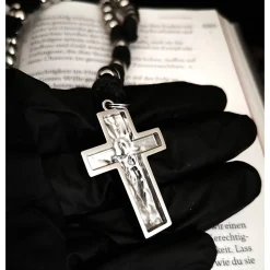 Robuster katholischer Rosenkranz aus Edelstahl – 50 cm