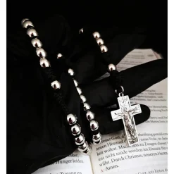 Robuster katholischer Rosenkranz aus Edelstahl – 50 cm
