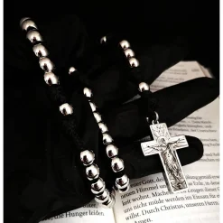 Robuster katholischer Rosenkranz aus Edelstahl – 50 cm