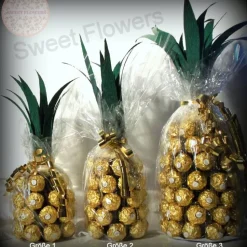 Rocher Ananas mit Sektflasche - mit 60 Pralinen Größe 3 Geschenk Geburtstag Vatertag Valentinstag