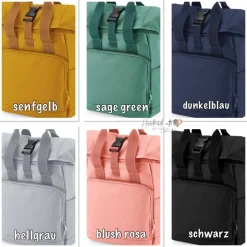 Roll Top Rucksack mit Safari Tieren und Namen bestickt I Kindergartentasche personalisiert I Tasche für Kinder