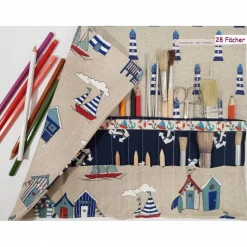 Rollmäppchen 28 Fächer Mäppchen Stifterolle Maritim blau Einschulung