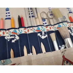 Rollmäppchen 28 Fächer Mäppchen Stifterolle Maritim blau Einschulung