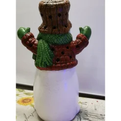 Romantischer Schneemann aus Keramik zum Beleuchten