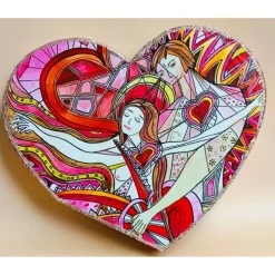 Romantisches Herz für Liebespaare aus Holz, Glücks-Herz Aufsteller, Valentinstag Geschenk