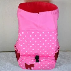 Rosa Rucksack mit Hunden und Sternen, für Kinder ab 6 Jahren, handgenäht