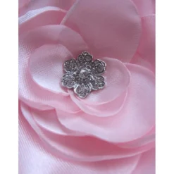 Rosa Stoffblume Braut Brosche Klammer mit Strass 