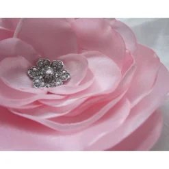 Rosa Stoffblume Braut Brosche Klammer mit Strass 