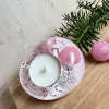Rosa Teelichthalter aus Epoxidharz mit Weihnachtskugeln, Stern & Schneeflocke – weihnachtliche Tischdeko
