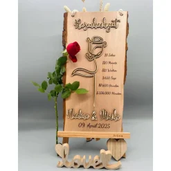 Rosenhochzeit Geschenk personalisiert – 10 Jahre Ehe | Handmade Holzbild Unikat zur Hochzeit