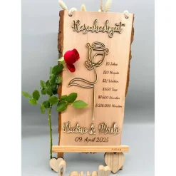 Rosenhochzeit Geschenk personalisiert – 10 Jahre Ehe | Handmade Holzbild Unikat zur Hochzeit