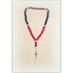 Rosenkranz bunt Holzperlen mit Kreuz, Holzperlenrosenkranz
